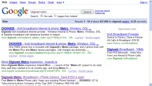 Screenshot of a Google search for a Digiweb Metro 
